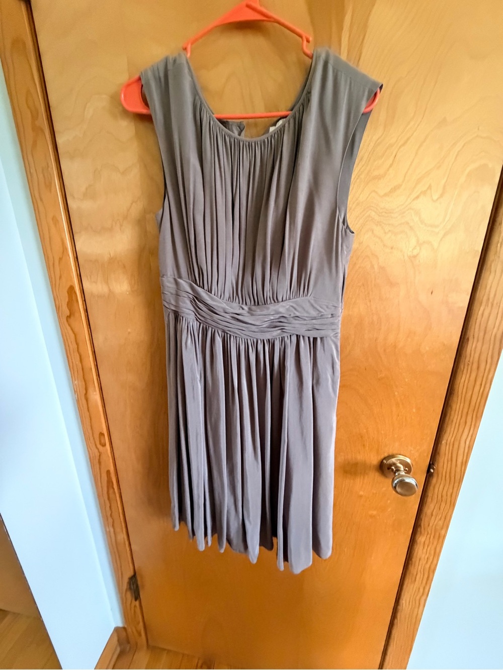 Boden Taupe Pleated Sleeveless Midi Dress